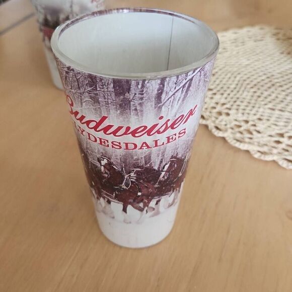 Vintage Budweiser Clydesdale frosted glasses set of 4 - Picture 4 of 14
